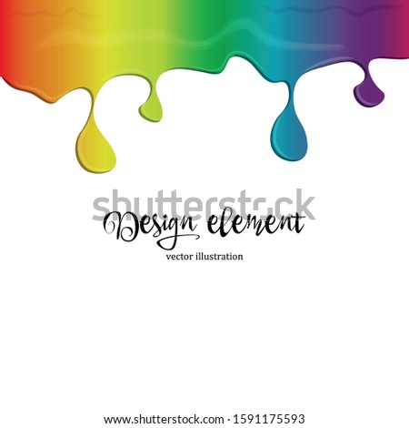 Multicolor paint dripping on background. Stylish acrylic liquid layered colorful painting concept. Colorful paint dripping on the white wall, vector illustration.