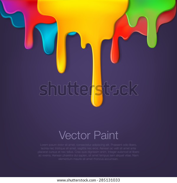 Multicolor Paint Dripping On Background Stylish Stock Vector (Royalty