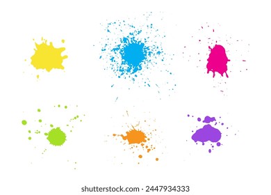 Multicolor paint splatters vector elements set