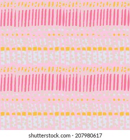 Multicolor painted seamless pattern. Abstract background with hand drawn dots and stripes. Vector graffiti lines background. Abstract multicolor texture.