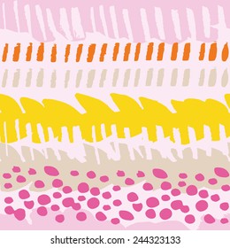 Multicolor painted seamless pattern. Abstract background with hand drawn dots and stripes. Vector graffiti lines background. Abstract multicolor texture.