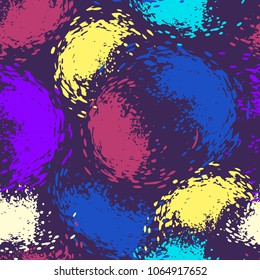 multicolor painting splash brush seamless pattern on violet