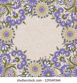Multicolor paisley background with custom text space. Vector illustration