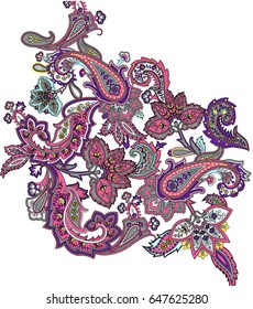 Multicolor paisley ornament vector elements