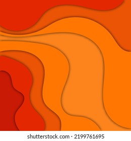 Multicolor paper layers 3D paper with gradient on orange vector background.