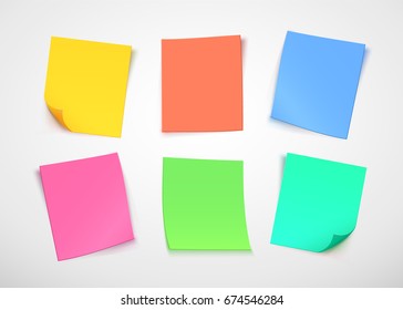 Multicolor paper notes. Post it note. Vector illustration