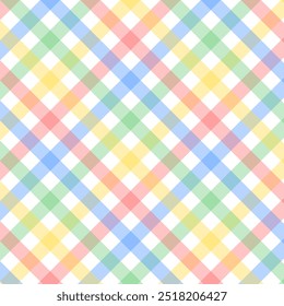 Patrón sin fisuras de gingham pastel multicolor. Patrón de repetición a cuadros de tartán. Fondo de pantalla de fondo de Vector geométrico