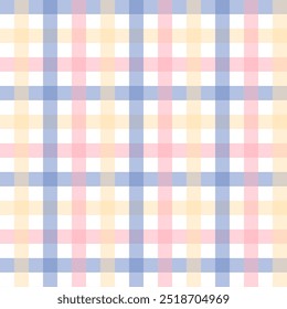 Multicolor pastel gingham seamless pattern.Checkered tartan plaid repeat pattern.Geometric vector background wallpaper