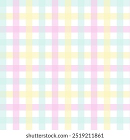 Patrón sin fisuras de gingham pastel multicolor. Patrón de repetición a cuadros de tartán. Fondo de pantalla de fondo de Vector geométrico