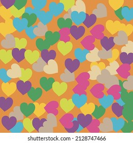 Multicolor Pastel Hearts Love Confetti Vector Art. Blue Modern Rainbow Saint Valentine Art Illustration. Warm Green Simple Romantic Wedding Art. Pink Violet Light Trendy Detailed Fabric.