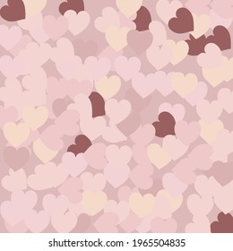 Multicolor Pastel Romantic Wedding Background. Modern Light Colorful Saint Valentine Modern Design. Pinky Pink Beige Modern Art Pattern. Pastel Beige Hearts Love Confetti Vector Art.