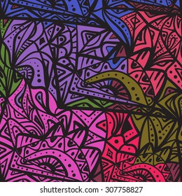 Multicolor pattern. Colorful zentangle. Abstract  hand drawn background