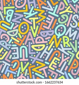 Multicolor pattern of letters of the English alphabet. Vector illustration.