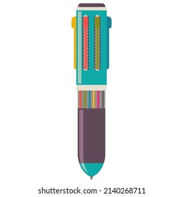 Multicolor pen vector cartoon illustration isolated on a white background.