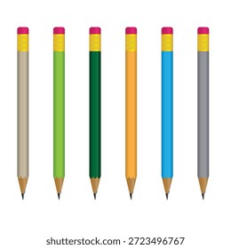 Lápices multicolores con Ilustración vectorial de borrador