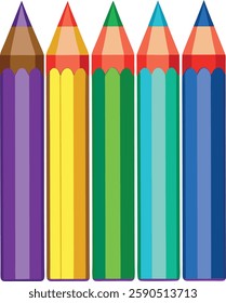 Multicolor pencils on white background  vector art illustration 