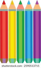 Multicolor pencils on white background  vector art illustration 