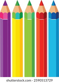 Multicolor pencils on white background  vector art illustration 
