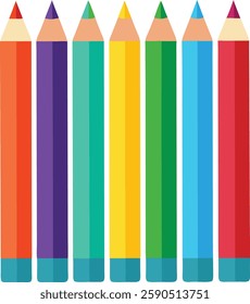 Multicolor pencils on white background  vector art illustration 