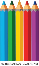 Multicolor pencils on white background  vector art illustration 