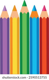 Multicolor pencils on white background  vector art illustration 