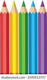 Multicolor pencils on white background  vector art illustration 