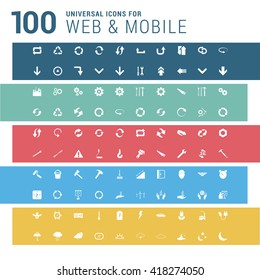 Multicolor pictogram icon pack, 100 universal Icon set. vector illustration