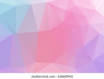 Multicolor pink, blue, purple geometric rumpled triangular low poly style gradient illustration graphic background. Vector polygonal design for your business,sweet pastel color