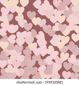 Multicolor Pink Simple Romantic Wedding Art. Pinky Pink Hearts Love Confetti Vector Art. Pinky Modern Beige Ornamental Fabrics. Colorful Light Pastel Saint Valentine Art Illustration.