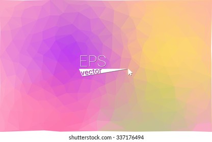 Multicolor pink, yellow geometric rumpled triangular low poly origami style gradient illustration graphic background. Vector polygonal design for your business.