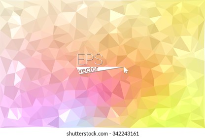 Multicolor pink, yellow geometric rumpled triangular low poly origami style gradient illustration graphic background. Vector polygonal design for your business.