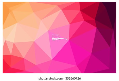 Multicolor pink, yellow geometric rumpled triangular low poly origami style gradient illustration graphic background. Vector polygonal design for your business.