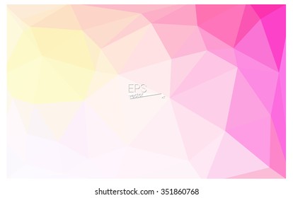 Multicolor pink, yellow geometric rumpled triangular low poly origami style gradient illustration graphic background. Vector polygonal design for your business.
