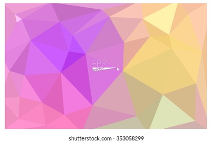 Multicolor pink, yellow geometric rumpled triangular low poly origami style gradient illustration graphic background. Vector polygonal design for your business.