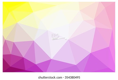 Multicolor pink, yellow geometric rumpled triangular low poly origami style gradient illustration graphic background. Vector polygonal design for your business.