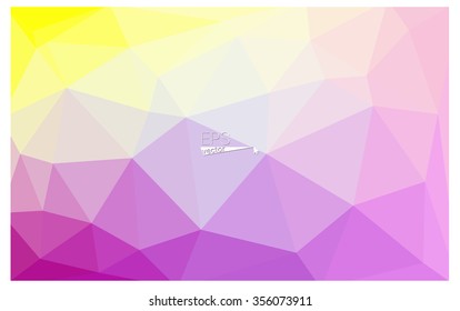 Multicolor pink, yellow geometric rumpled triangular low poly origami style gradient illustration graphic background. Vector polygonal design for your business.