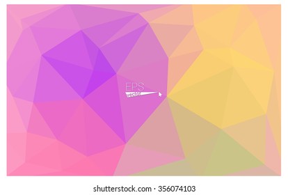 Multicolor pink, yellow geometric rumpled triangular low poly origami style gradient illustration graphic background. Vector polygonal design for your business.