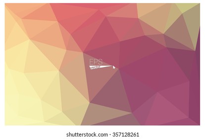 Multicolor pink, yellow geometric rumpled triangular low poly origami style gradient illustration graphic background. Vector polygonal design for your business.