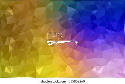 Multicolor pink, yellow, orange  geometric rumpled triangular low poly style gradient illustration graphic background. Vector polygonal design for your business.