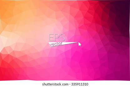 Multicolor pink, yellow, orange  geometric rumpled triangular low poly style gradient illustration graphic background. Vector polygonal design for your business.