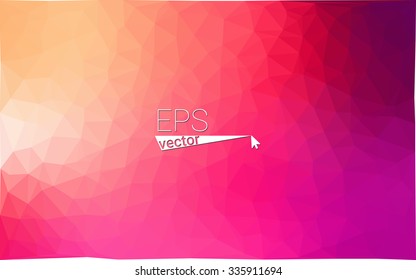 Multicolor pink, yellow, orange  geometric rumpled triangular low poly style gradient illustration graphic background. Vector polygonal design for your business.