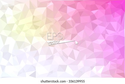 Multicolor pink, yellow, orange  geometric rumpled triangular low poly style gradient illustration graphic background. Vector polygonal design for your business.