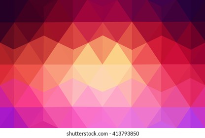 Multicolor pink, yellow polygonal illustration, which consist of triangles. Geometric background in Origami style with gradient. Triangular design for your business.