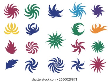 Multicolor Pinwheel Abstract Shape Variations EPS 10