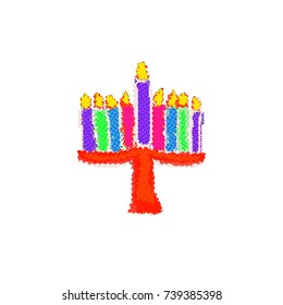 Multi-color pixel Hanukkah. From colorful circles. Jewish holiday Hanukkah. Vector illustration on isolated background.