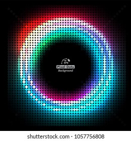 Multicolor pixel-dots digital in form circle on the black background