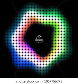 Multicolor pixel-dots digital in form  wave circle on the black background