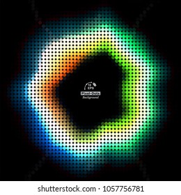 Multicolor pixel-dots digital in form  wave circle on the black background
