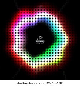 Multicolor pixel-dots digital in form  wave circle on the black background