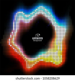 Multicolor pixel-dots digital in form wave circle on the black background